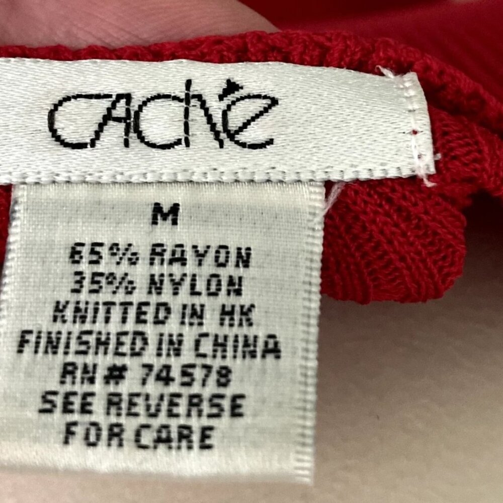 Cache Woman's Size Medium M Red Ribbed Stretch Lo… - image 3
